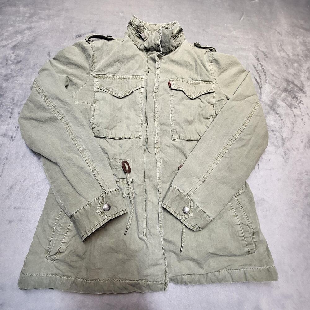 Levi Strauss Jacket Womens XS Green Utility Field Military Cotton Pockets Cargo‎